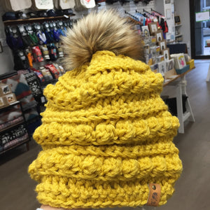 6-12 month Mustard Bobble Beanie