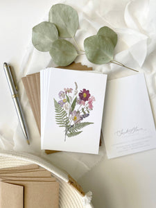 Natural Flower Bouquet Pressed Flower Note Card Set