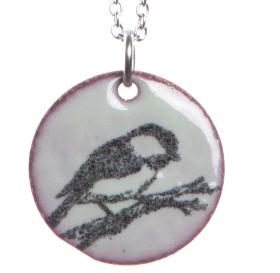 Chickadee Enamel Necklace