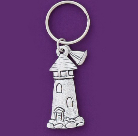 Lighthouse Pewter Keychain