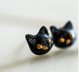 Black Cat Ceramic Earrings