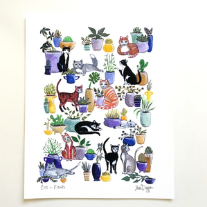 Cats and Plants 8x10" Print