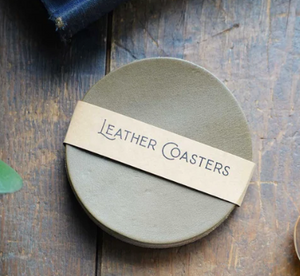 Olive Leather Coasters Set of 4